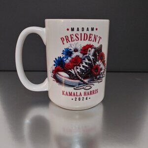 15oz. Ceramic Coffee Mug Kamala Harris Presidential Patriotic Election "2024"